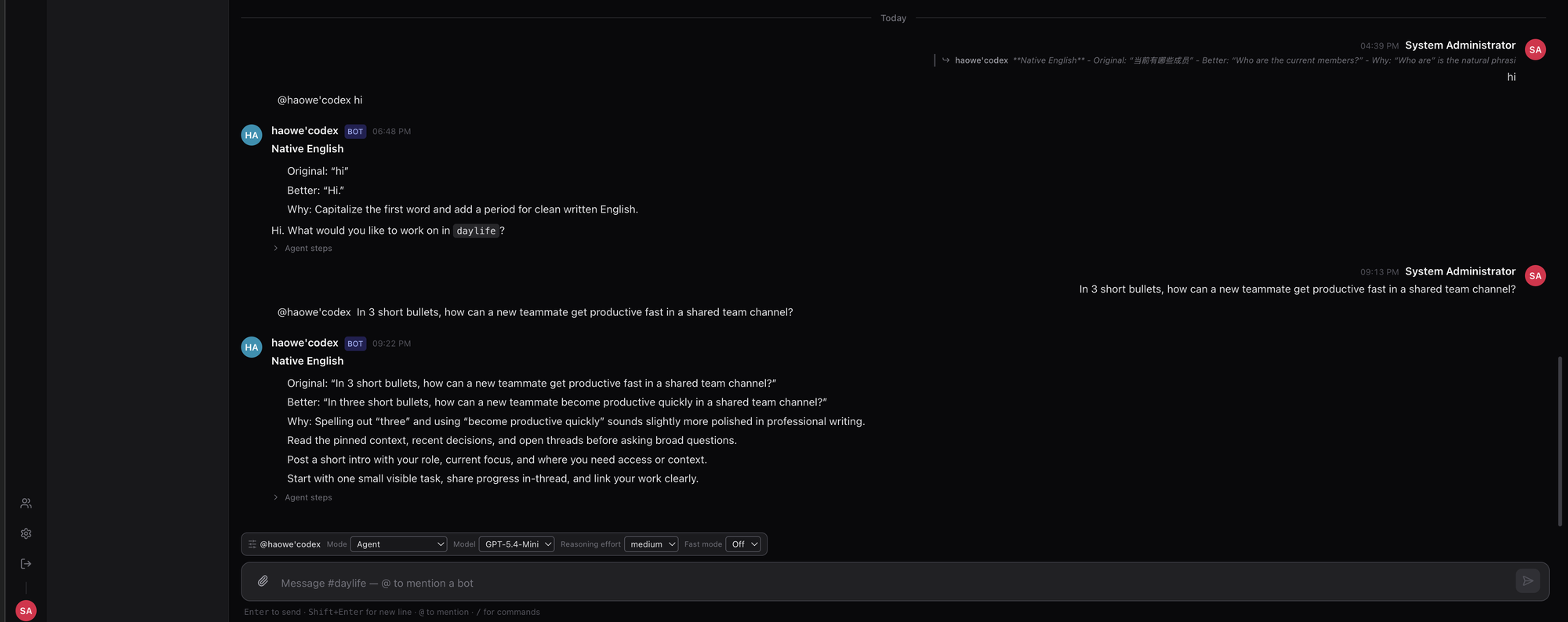 Cheers channel with a teammate mentioning an AI agent; the agent replies inline while Viewboard tracks the interaction.